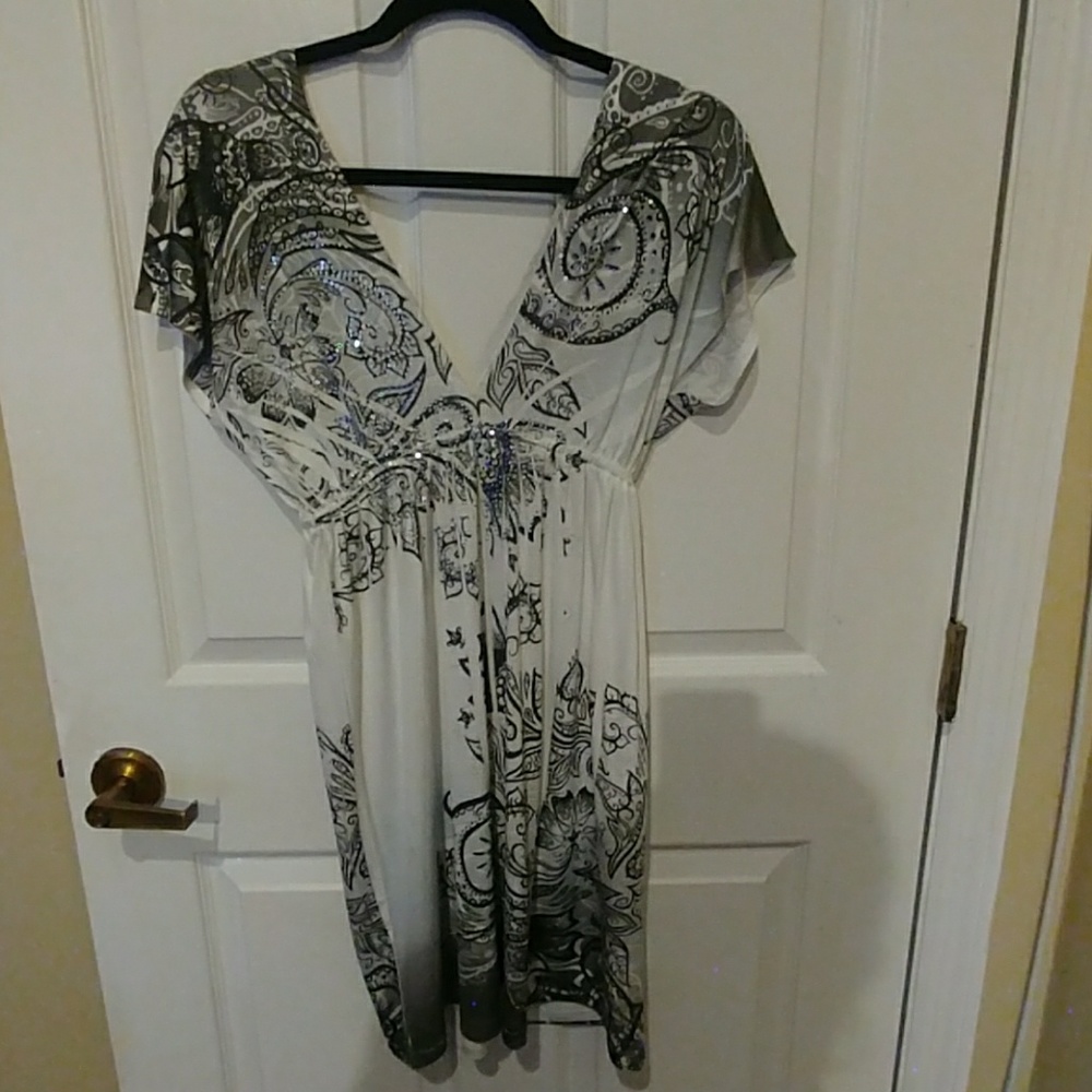 Black,white & sequence dress